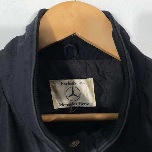 Vintage 90s Mercedes-Benz Embroidered Nylon Windbreaker Jacket Black mens size M - Picture 4 of 6